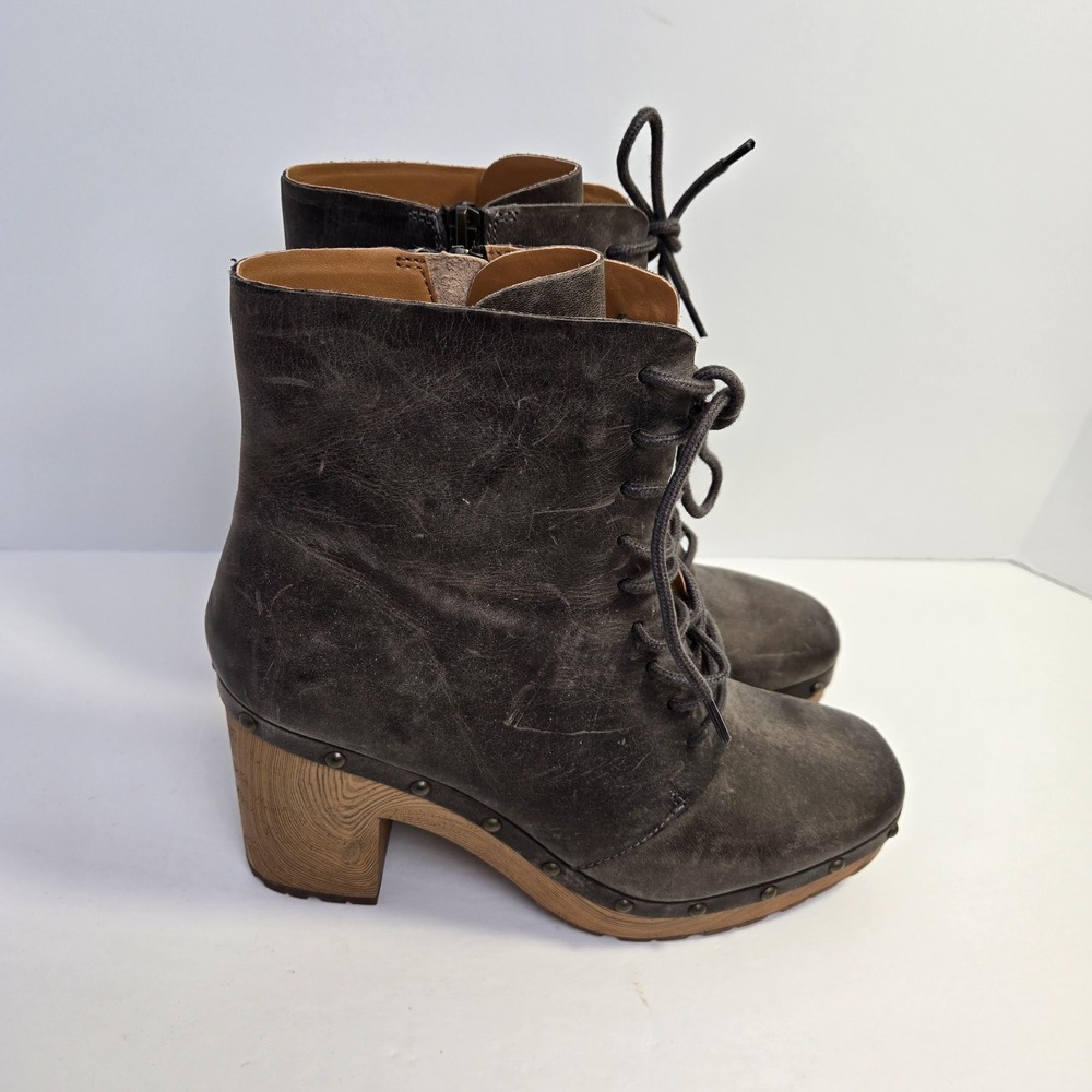 Kork-Ease Sherborn Platform Bootie Size 10 M Gray Distressed Leather Boots New